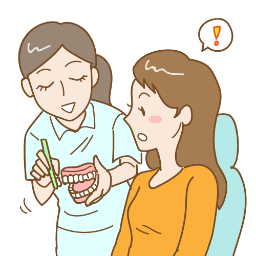 歯科医院での歯磨き指導。TBI